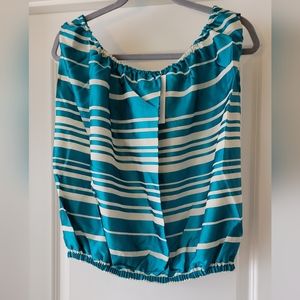 NWT Trina Turk Bubble Top Size M - Tile Blue/Blue Teal